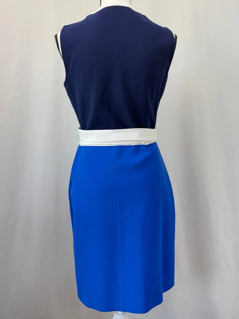Diane Von Furstenberg DVF Gracie Wrap Dress Sz 6 Blue White V-neck Color Block - Picture 7 of 17